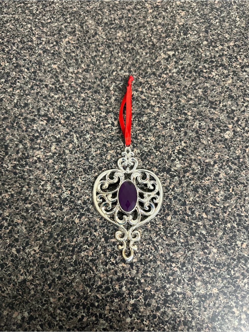 Lenox Spire Ornament Purple Silverplate Bejeweled